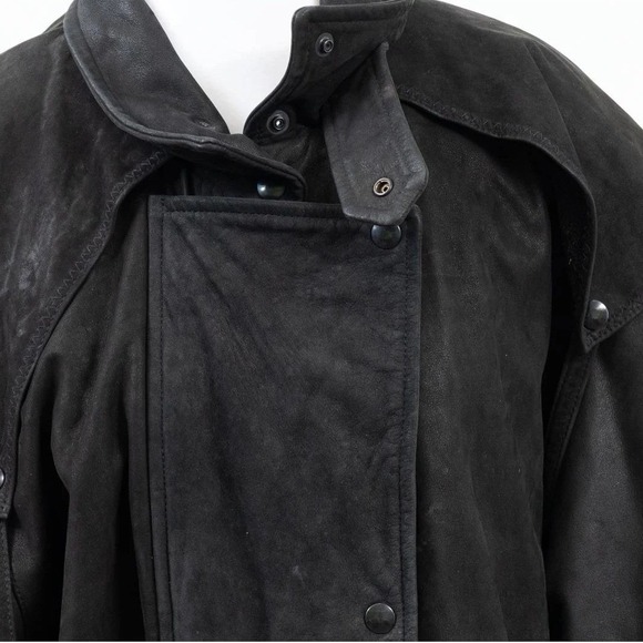Lone Pine Other - Lone Pine Black Leather Suede Coat Western Cowboy Duster Size M